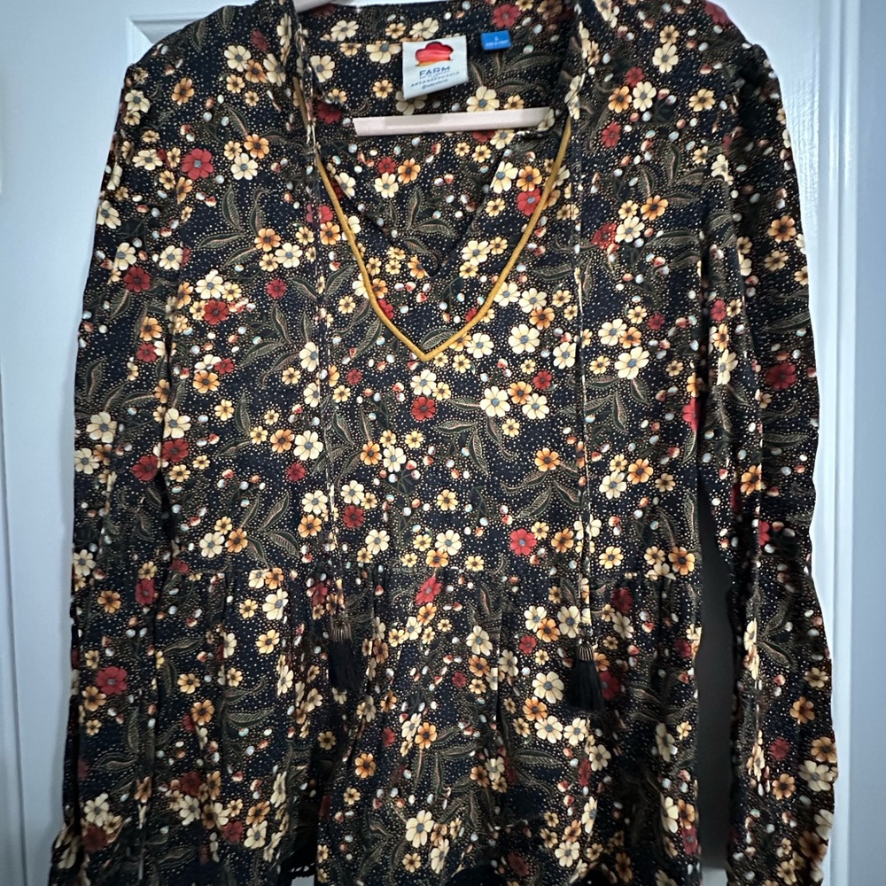 Anthropologie Black Floral Blouse